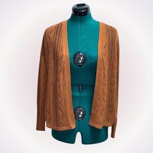 Cyrus Burnt Orange Open Weave Cardigan | Sz S